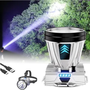 Super Bright Headlamp High Power Headlight LED Rechargeable Motion Sensor Hunting Head lamp Flashlight Spotlight Waterproof Light for Outdoor Fishing Camping Hiking