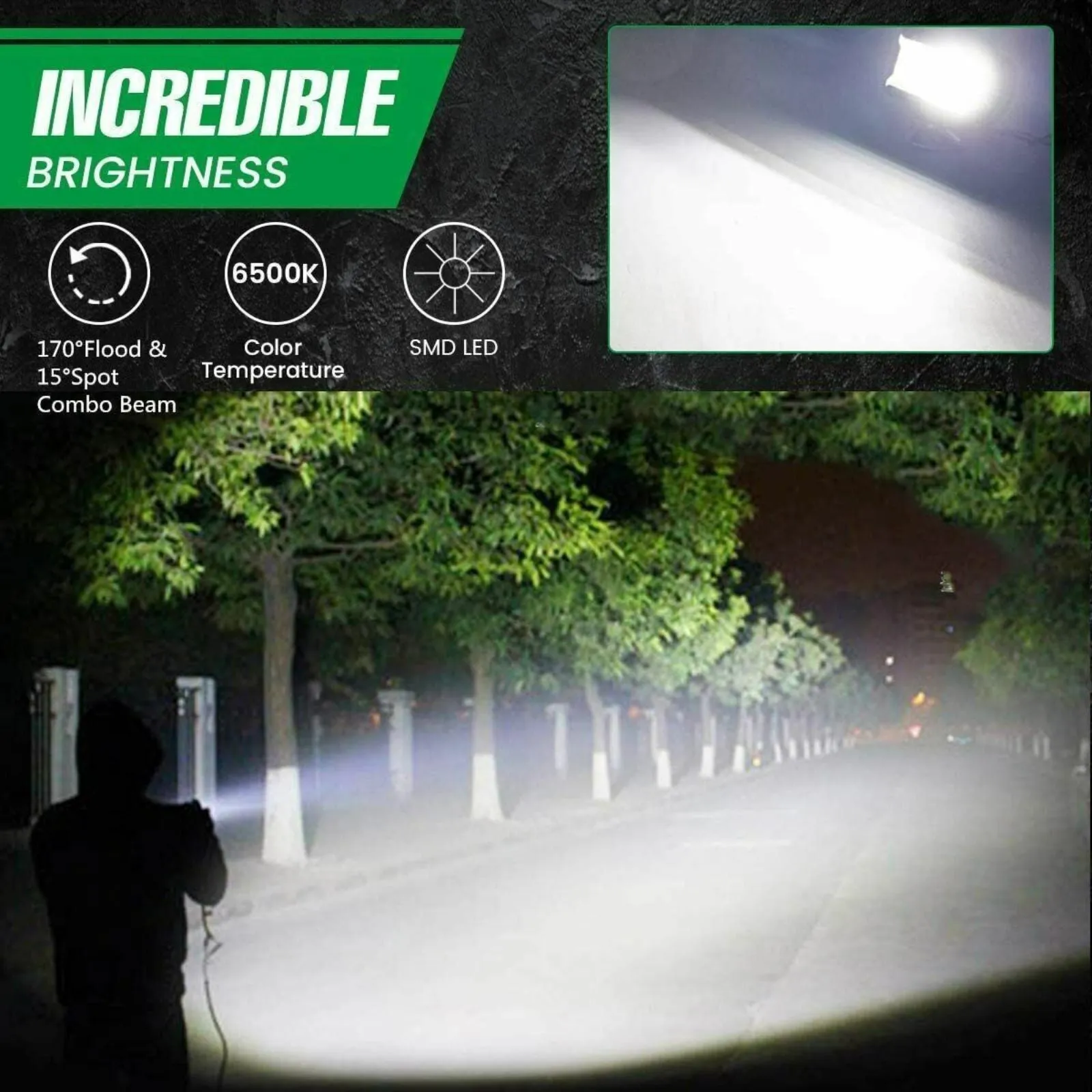 SUV 12V 24V Flood Lights Driving Lamp 2pcs 7inch Led Work Light Bar Offroad Car