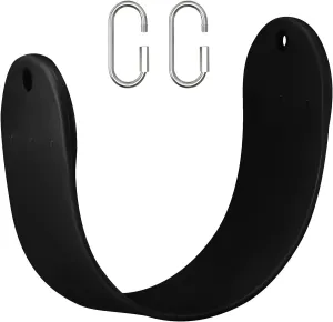 Swing Seat Replacement, GAMKII EVA Soft Swing Seat with 2 PCS Locking Buckles, Support 300lb, Tree Swing Accessories with Snap Hooks for Outdoors, Backyard, Playground, Gym & Jungle (Black)