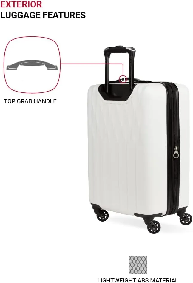 SwissGear 8018 Hardside Expandable Luggage with Spinner Wheels, White, Carry-On 20-Inch