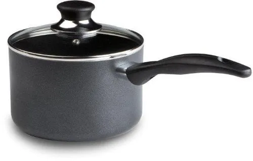 T-FAL A85724 SPECIALTY NONSTICK DISHWASHER SAFE HANDY POT SAUCEPAN WITH GLASS LID COOKWARE, 3-QUART, GRAY
