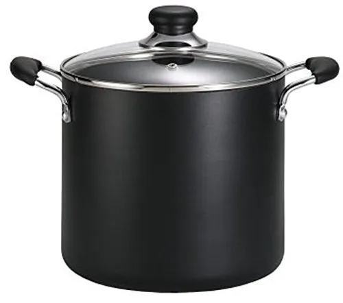 T-FAL A92279 SPECIALTY TOTAL NONSTICK DISHWASHER SAFE OVEN SAFE STOCKPOT COOKWARE, 8-QUART, BLACK