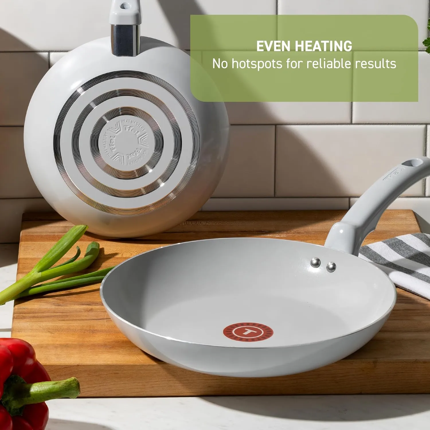 T-Fal Refresh Ceramic Nonstick Cookware Set, 12-Piece, Made without PFOA and PTFE, Oven and Broiler Safe up to 350°F, Includes Stockpot, Griddle, Frying Pans, and Utensils, Pots and Pans, Moon Grey