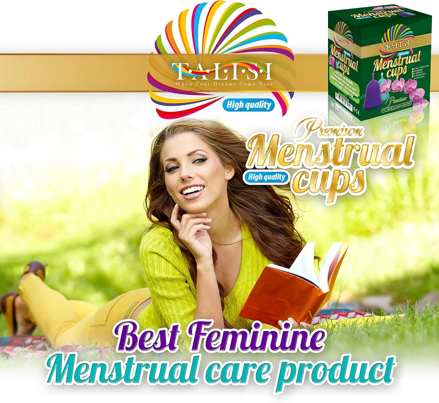 Talisi Menstrual Cups Set of 2 with Collapsible Silicone Sterilizer - Super Soft Reusable Period Kit - for Regular Heavy Flow (Small & Large) - Best Tampon and Pad Alternative, Feminine Hygiene Copa