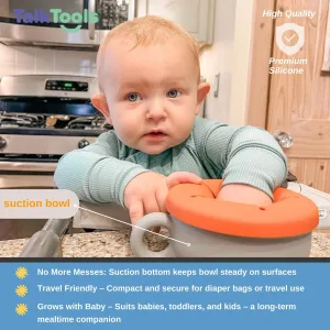 TalkTools Itsy Bowl with Locking Lid - Silicone Mixing Bowl Set for Newborn Essentials, Baby Boys, Toddlers, Kids - Suction Baby Bowls, Cereal Bowls, Snack Lid - Baby Essentials Must Haves (Bubblegum)