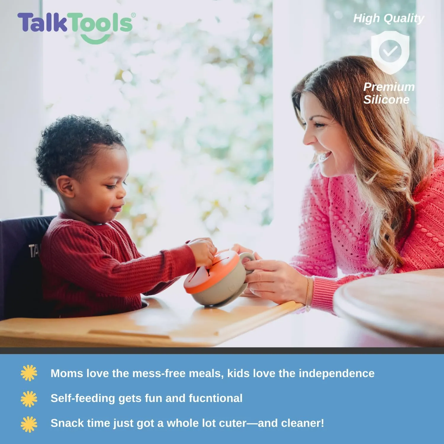 TalkTools Itsy Bowl with Locking Lid - Silicone Mixing Bowl Set for Newborn Essentials, Baby Boys, Toddlers, Kids - Suction Baby Bowls, Cereal Bowls, Snack Lid - Baby Essentials Must Haves (Bubblegum)
