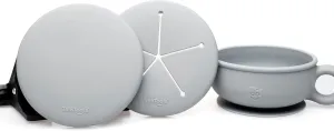 TalkTools Itsy Bowl with Locking Lid - Silicone Mixing Bowl Set for Newborn Essentials, Baby Boys, Toddlers, Kids - Suction Baby Bowls, Cereal Bowls, Snack Lid - Baby Essentials Must Haves (Cloud)