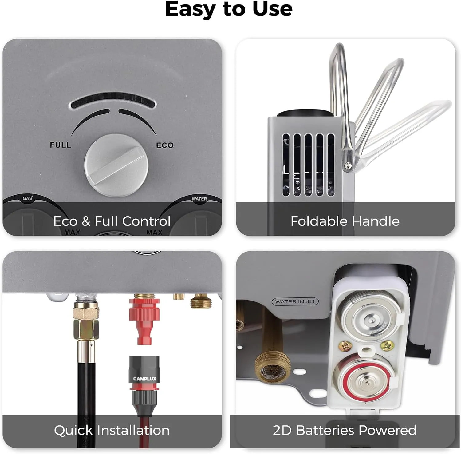 Tankless Water Heater, Camplux 1.58 GPM Propane Portable Water Heater With Pump Kit, Gray, BW158GP60