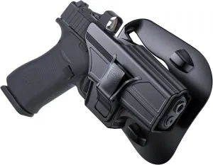 TEGE Polymer OWB Holster Compatible with Glock 43, Tactical Index Finger Release Paddle Belt Holster, 60° Adjustable Cant Open Carry, Right-Handed, Black