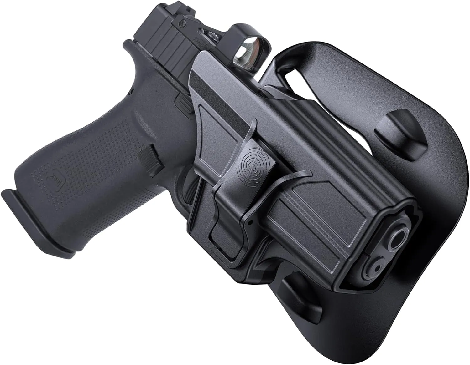 TEGE Polymer OWB Holster Compatible with Glock 43, Tactical Index Finger Release Paddle Belt Holster, 60° Adjustable Cant Open Carry, Right-Handed, Black