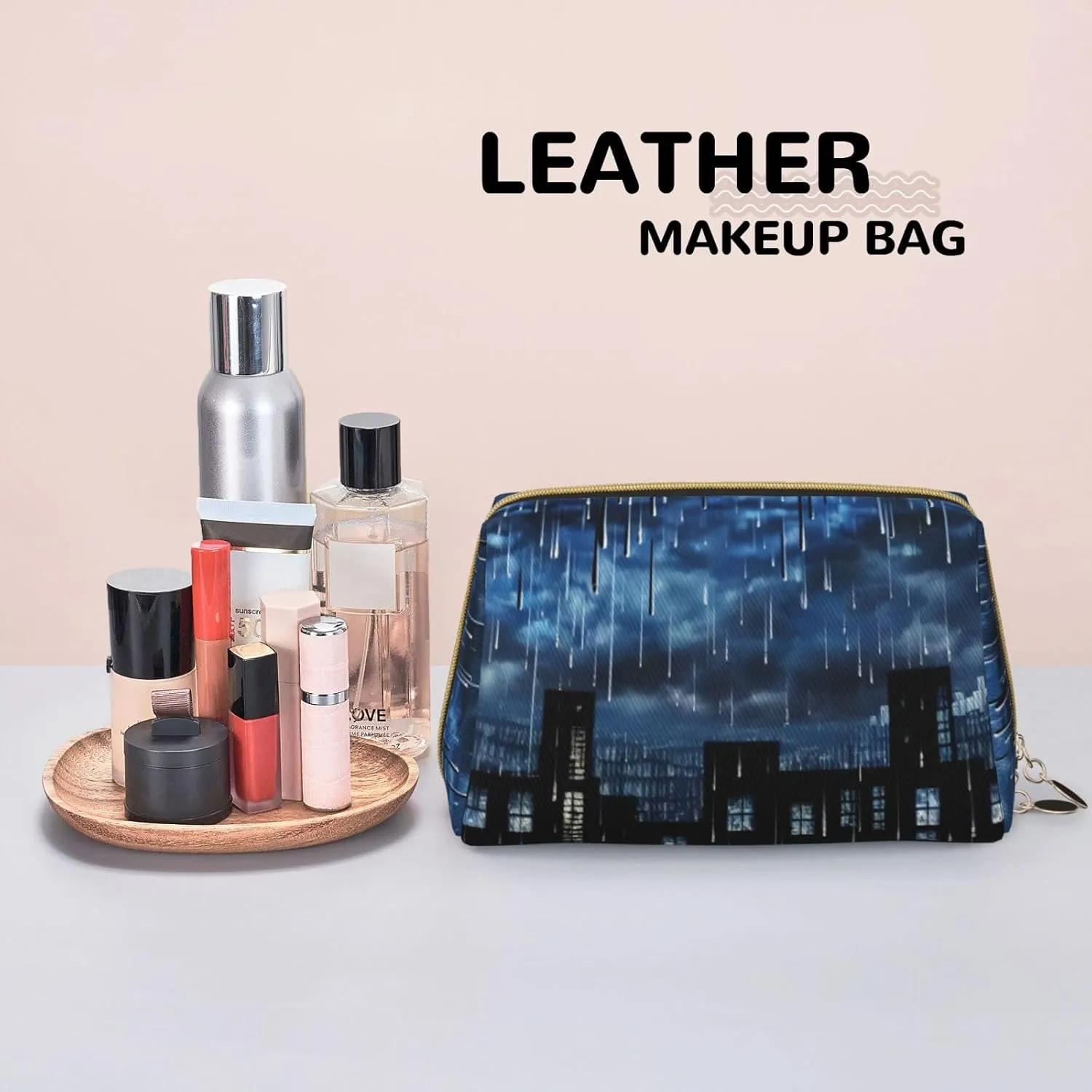 The Blue Binary Toiletry Pouch, Travel-Friendly Makeup Organizer For Makeup Brushes, Lipsticks