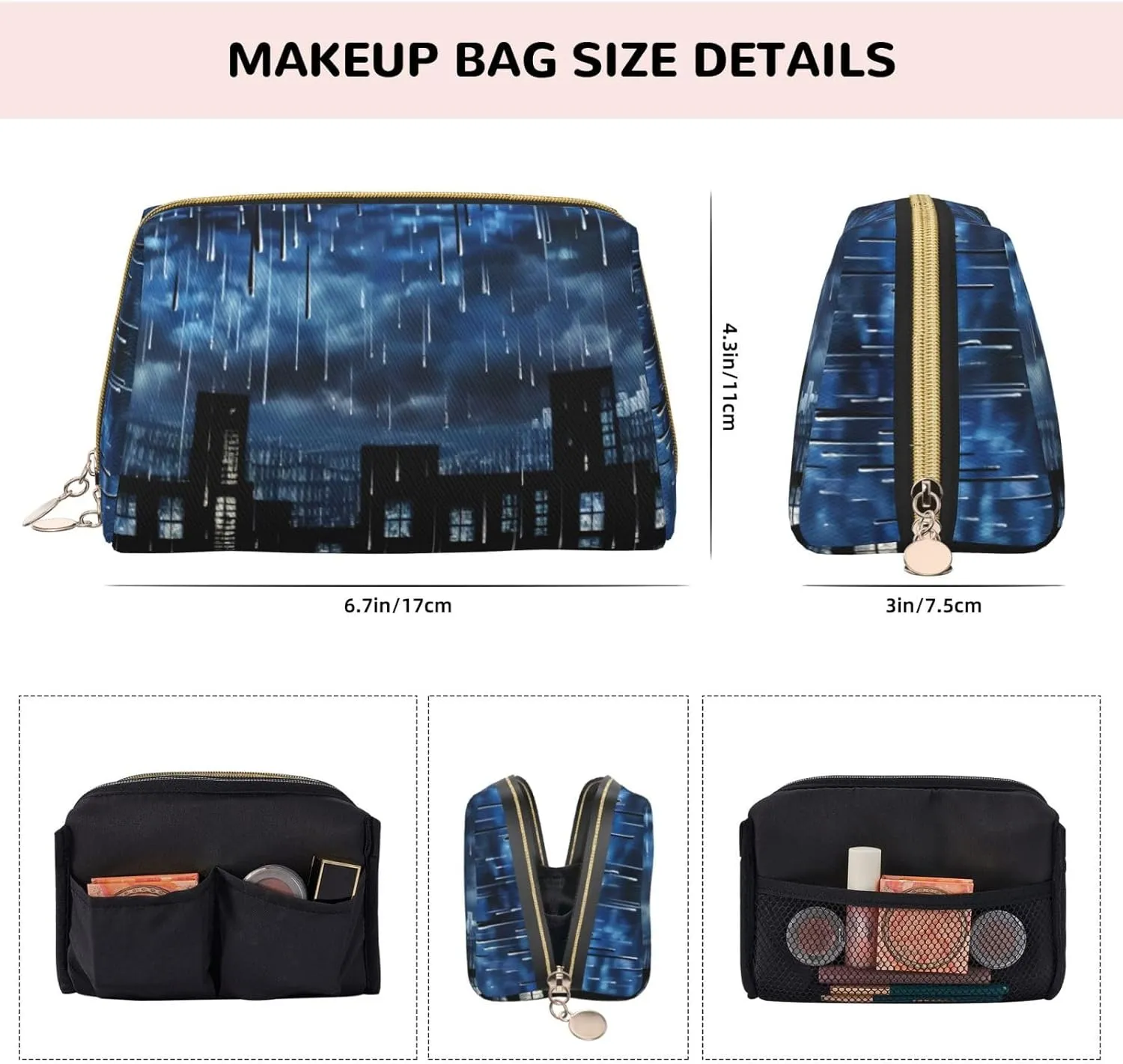 The Blue Binary Toiletry Pouch, Travel-Friendly Makeup Organizer For Makeup Brushes, Lipsticks