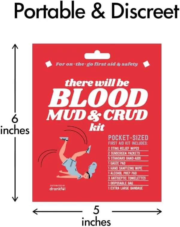 There Will be Blood, MUD, & CRUD Kit, Portable First Aid Kit, Pocket-Sized, Emergency Essentials, for On-The-Go, Perfect for Trail Running, Camping, Hiking, Outdoors