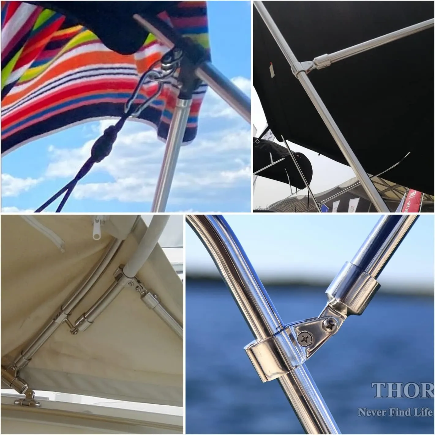 Thorn Boat Bimini Top Hinged Jaw Slide Rail Mount 316 Stainless Steel Marine Hardware Pair