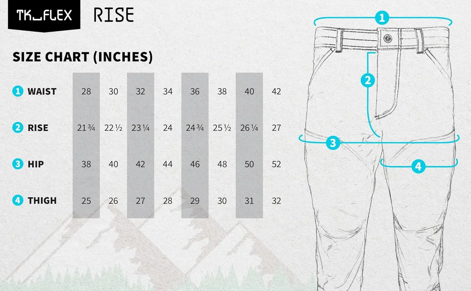 TK Flex Rise Men's Technical Pants Quick Dry Breathable Outdoor Hiking 8 Pockets Deep Gray