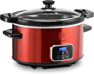 Toastmaster 4-Quart Digital Slow Cooker with Locking Lid (Red)