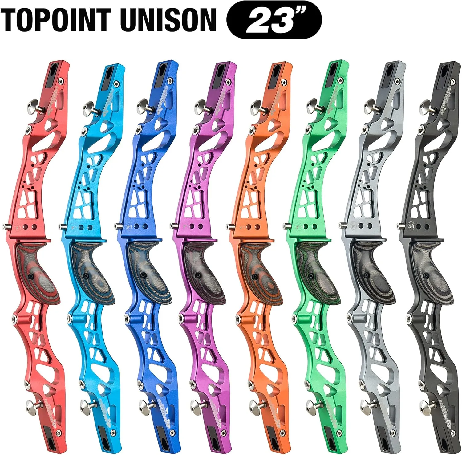 TOPOINTARCHERY Unison 23 Inch ILF Recurve Bow for Competition Target Shooting Aluminum CNC Milling Recurve Bow Riser Right Handed ILF Device for Archery Bow Targeting