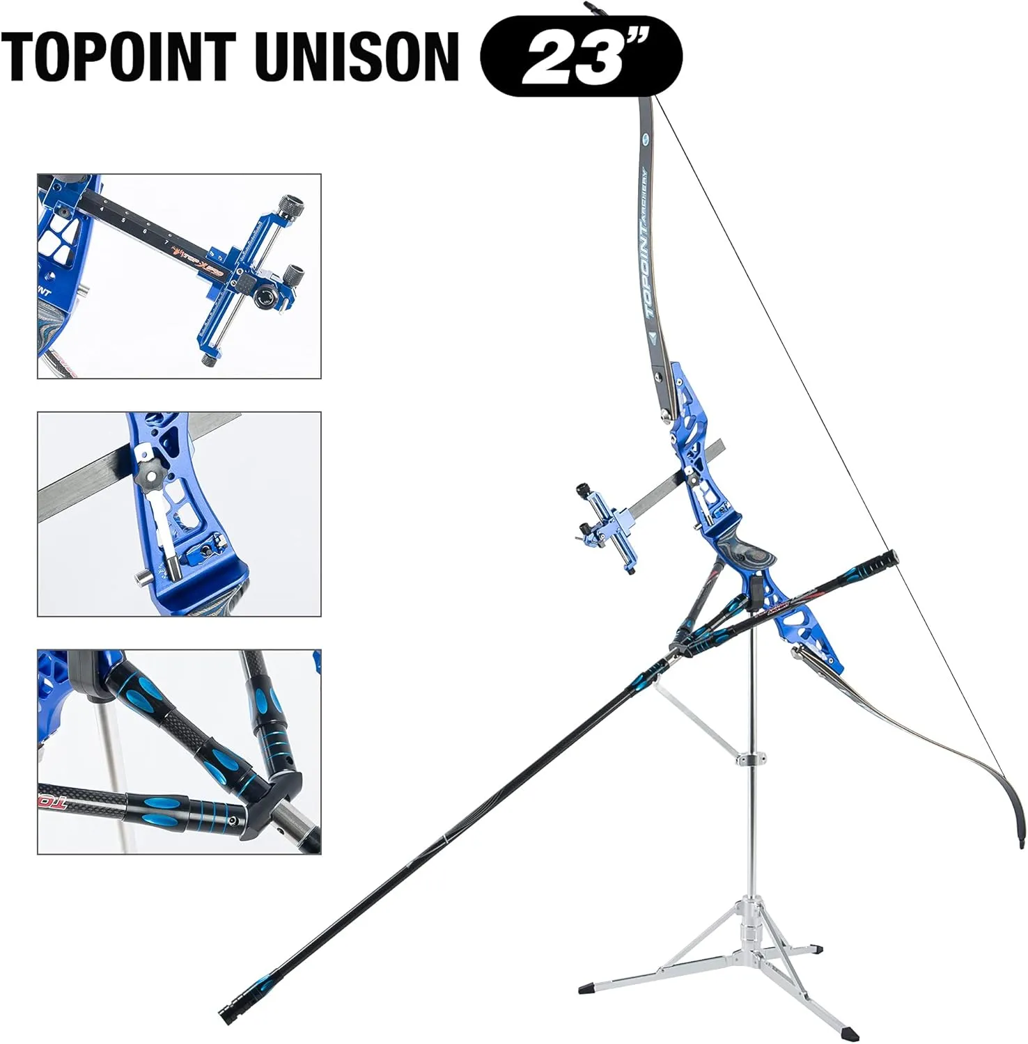 TOPOINTARCHERY Unison 23 Inch ILF Recurve Bow for Competition Target Shooting Aluminum CNC Milling Recurve Bow Riser Right Handed ILF Device for Archery Bow Targeting