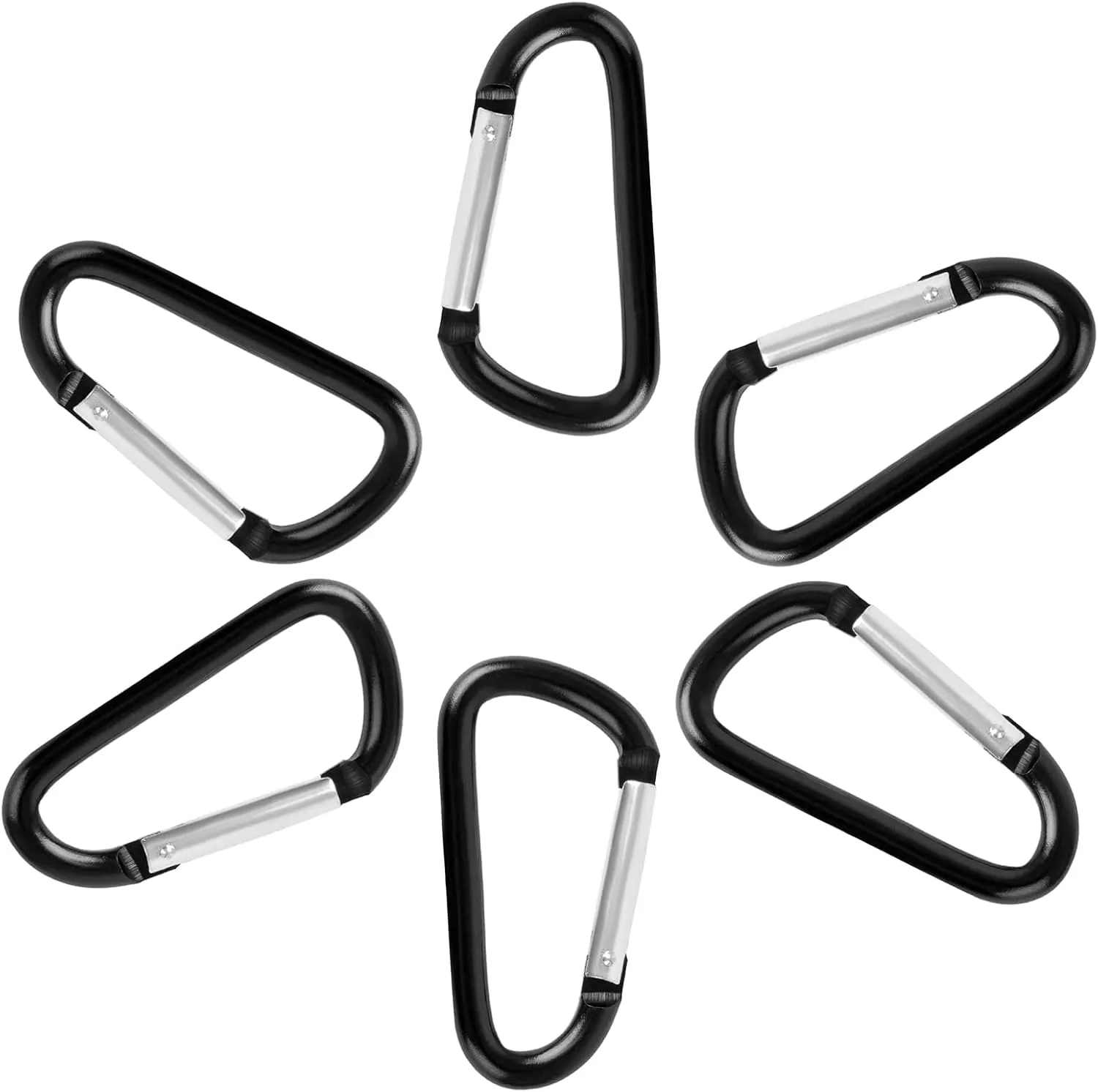 TopTie 24PCS Custom Carabiners Clips, Mini Engraved Carabiner Keychain Heavy Duty 3Inch D Shape
