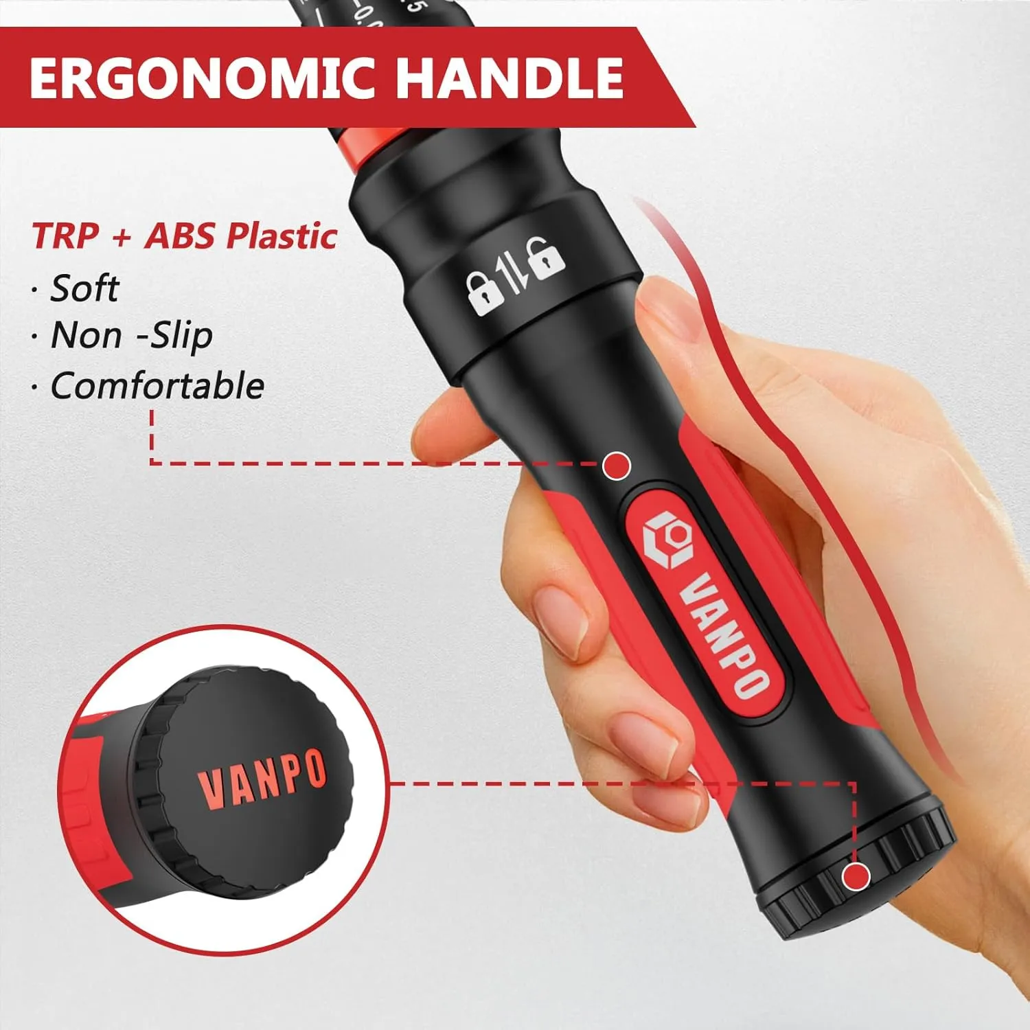 Torque Wrench 1/2-Inch Drive, 10-170.0ft.lb/13.60-230.5Nm,72 Tooth, TRP ABS Plastic Handle, Click Torque Wrench with 1/2" to 3/8" Adapter & 125mm Extension Bar for Moto, Automotive Maintenance