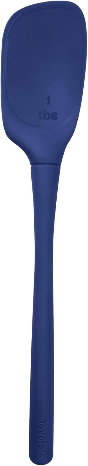 Tovolo Flex-Core All Silicone Spoon with Angled Head & Measuring Marking Perfect for Cooking & Baking, Heat-Resistant & BPA-Free, Dishwasher-Safe, Deep Indigo