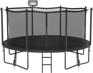 Tranpoline 16 FT Tranpoline [1500 LBS & Easy to Install & Built to Last] Tranpoline Outdoor Recreational Tranpolines with Net, Tranpolines with Basketball Hoop, Black