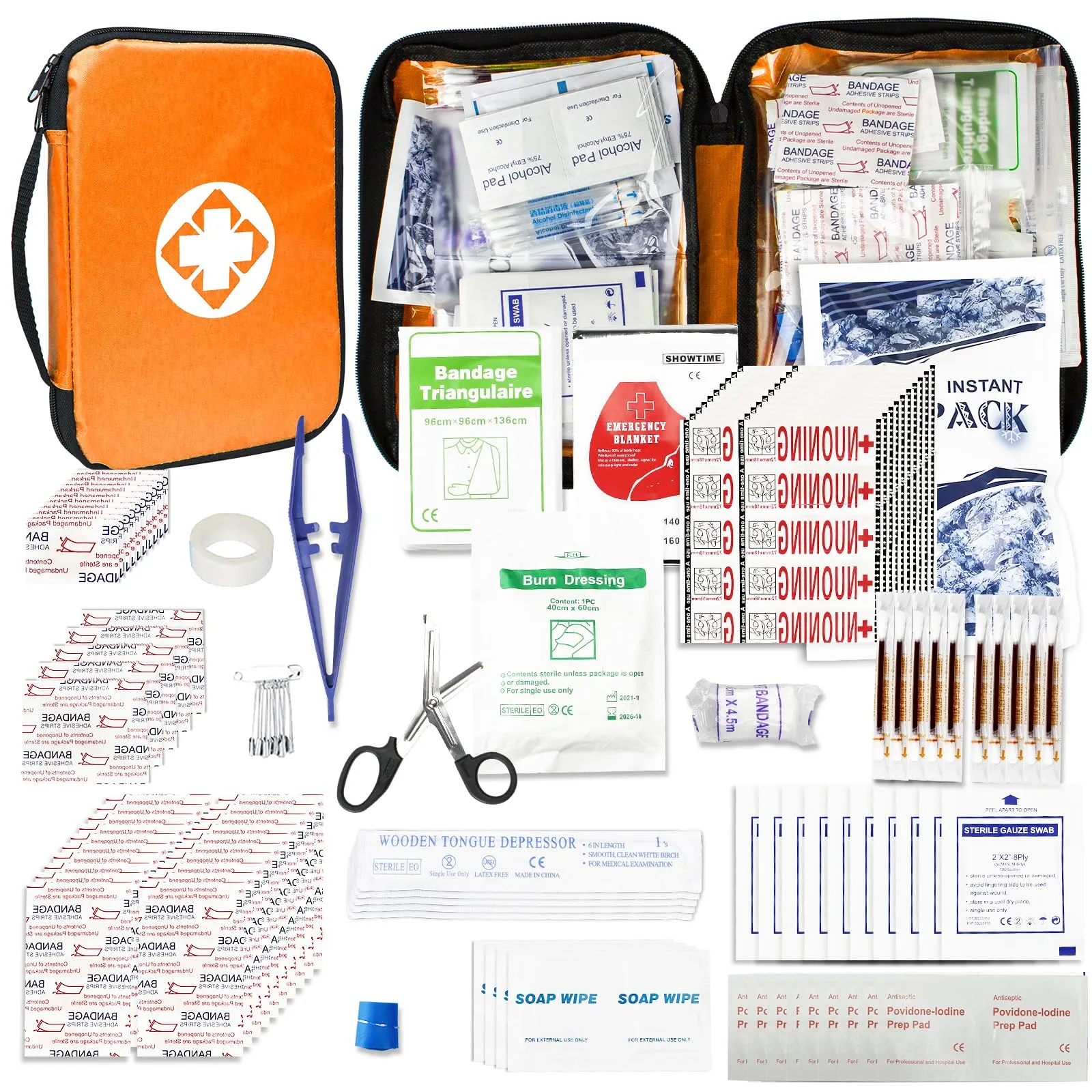 Travel-First Aid-Kit Car-Home 300PCS Survival-Kit Outdoor-Adventure - Small Portable Red Emergency Essentials