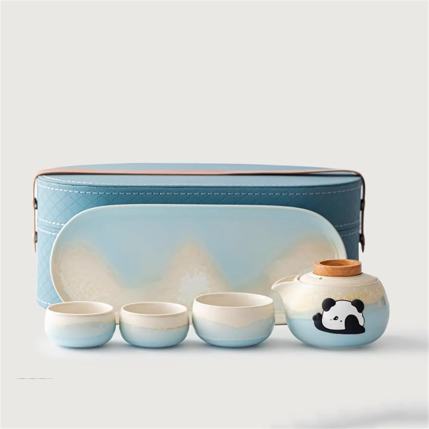 Travel Tea Bag Set, 1 Teapot 2 Cups, Portable Camping Car Use-set2