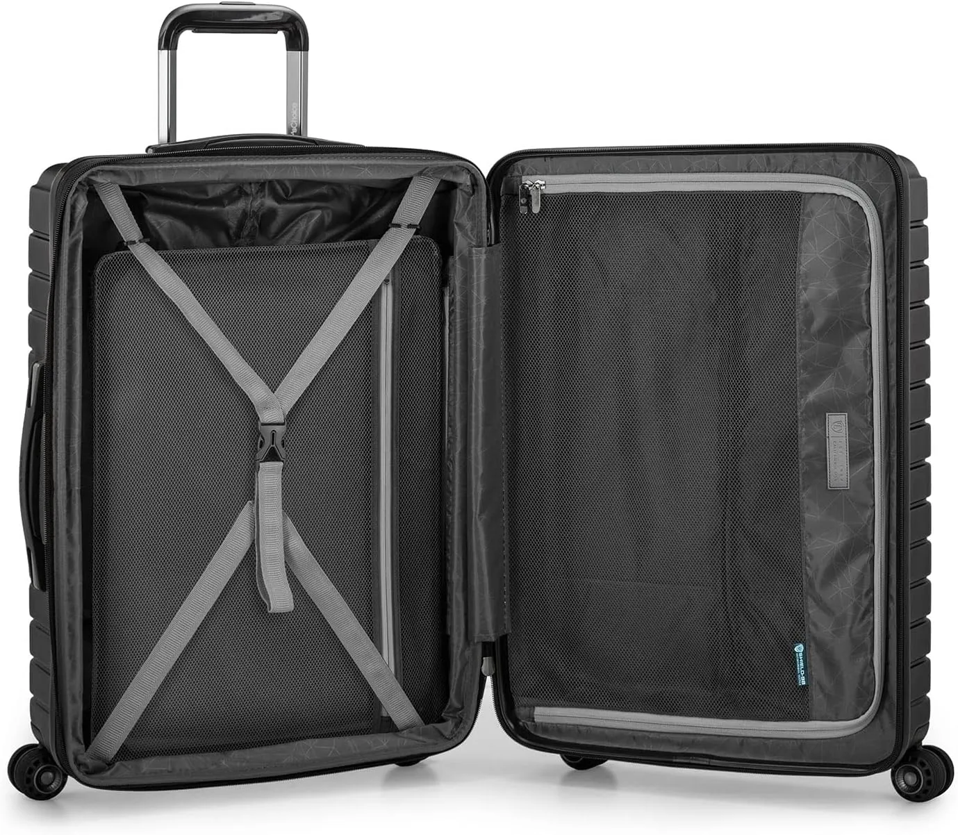 Traveler's Choice Archer Polycarbonate Hardside Spinner Luggage Set, Tie Down Straps, Black, 2-Piece