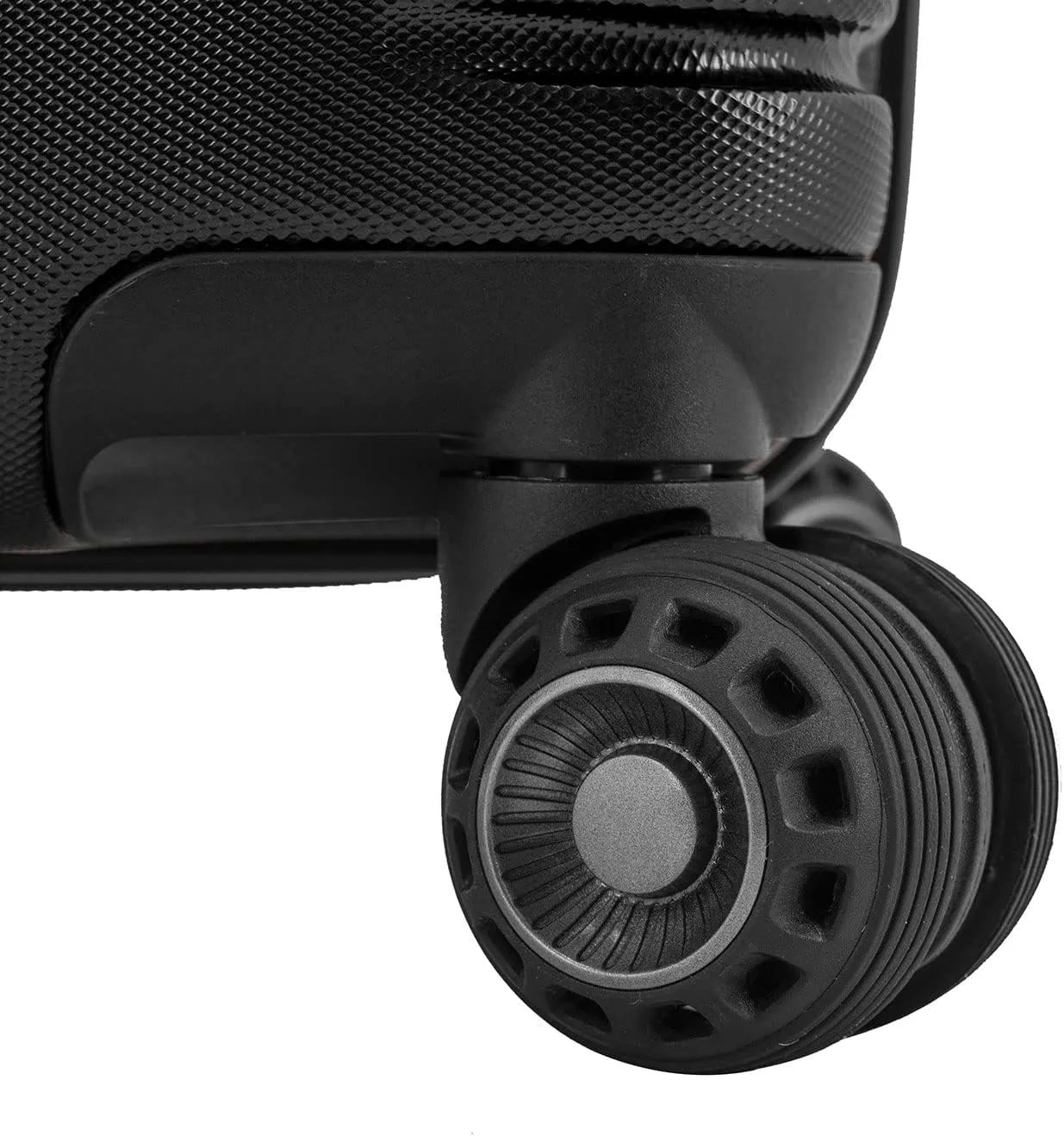 Traveler's Choice Archer Polycarbonate Hardside Spinner Luggage Set, Tie Down Straps, Black, 2-Piece
