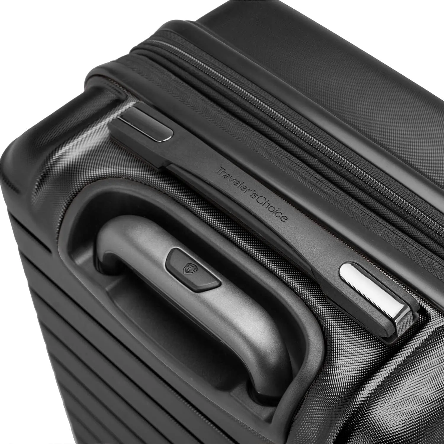 Traveler's Choice Archer Polycarbonate Hardside Spinner Luggage Set, Tie Down Straps, Black, 2-Piece