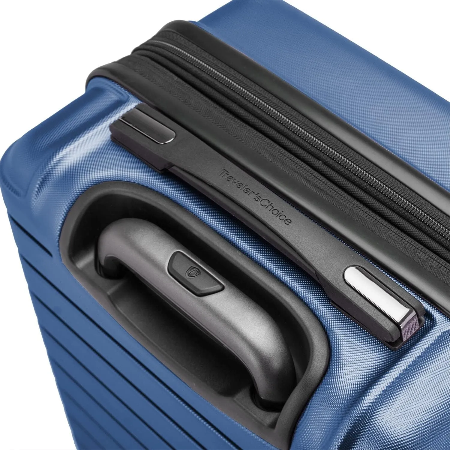 Traveler's Choice Archer Polycarbonate Hardside Spinner Luggage Set, Tie Down Straps, Blue, 3-Piece