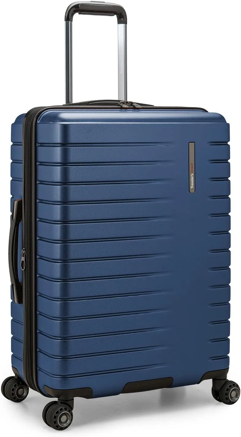 Traveler's Choice Archer Polycarbonate Hardside Spinner Luggage Set, Tie Down Straps, Blue, 3-Piece