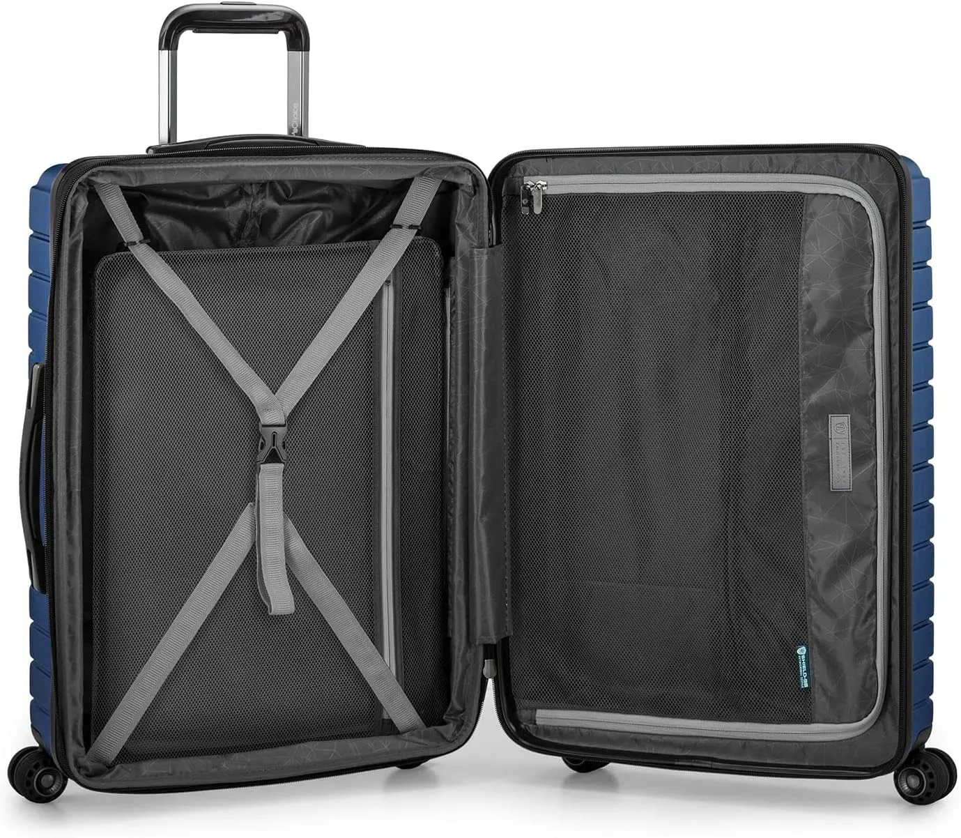 Traveler's Choice Archer Polycarbonate Hardside Spinner Luggage Set, Tie Down Straps, Blue, 3-Piece