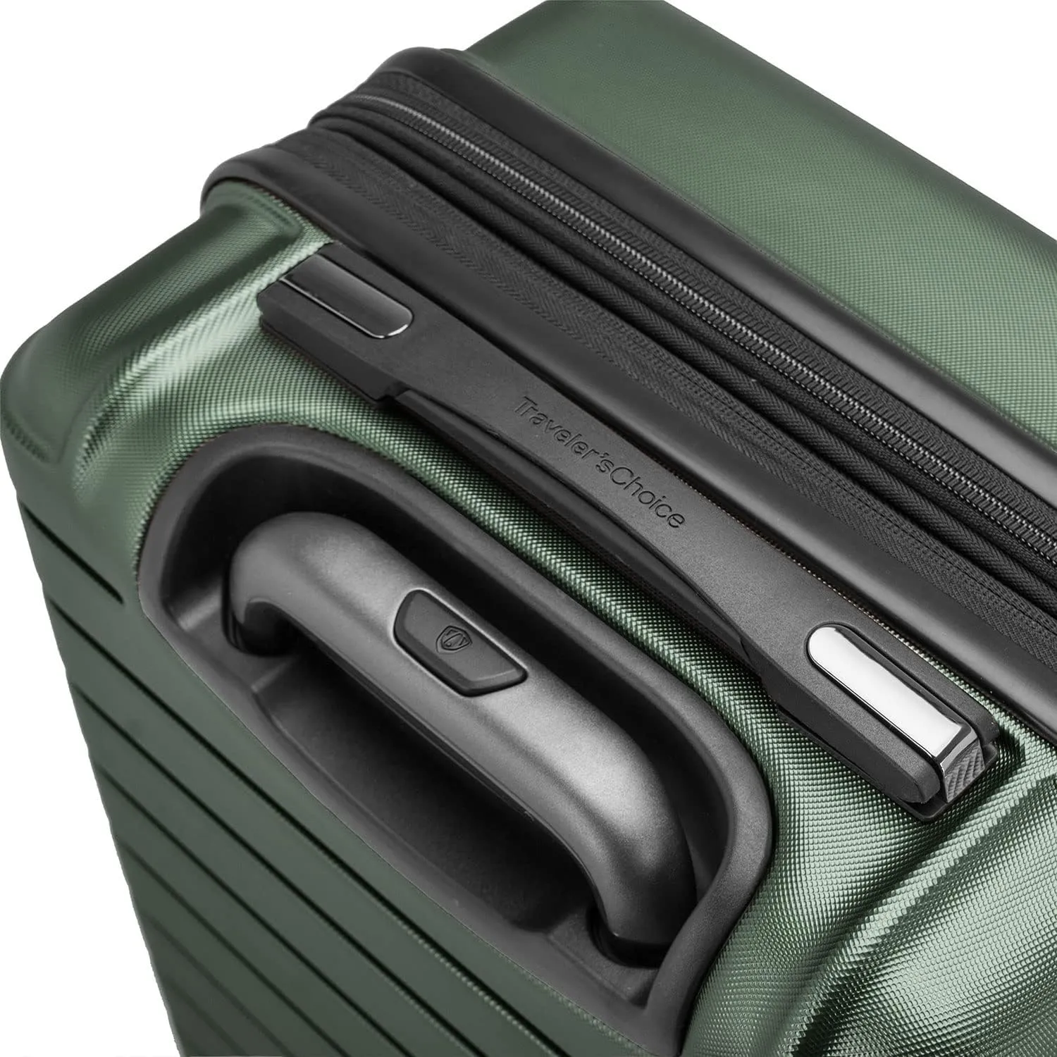 Traveler's Choice Archer Polycarbonate Hardside Spinner Luggage Set, Tie Down Straps, Green, 3-Piece