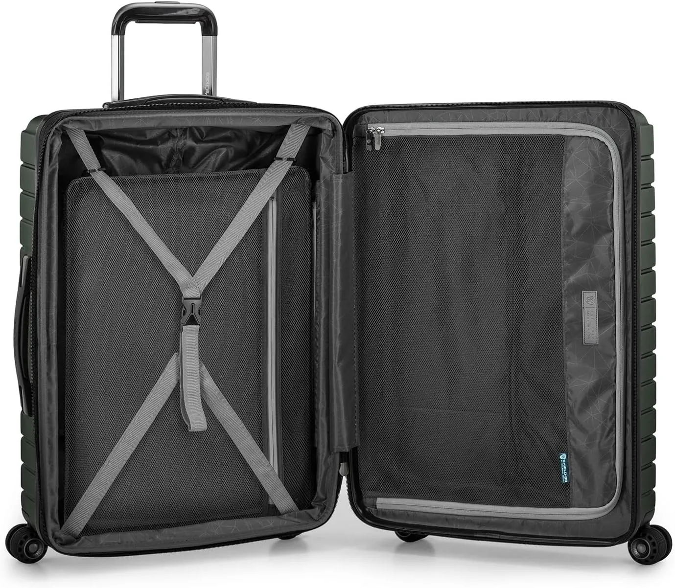 Traveler's Choice Archer Polycarbonate Hardside Spinner Luggage Set, Tie Down Straps, Green, 3-Piece