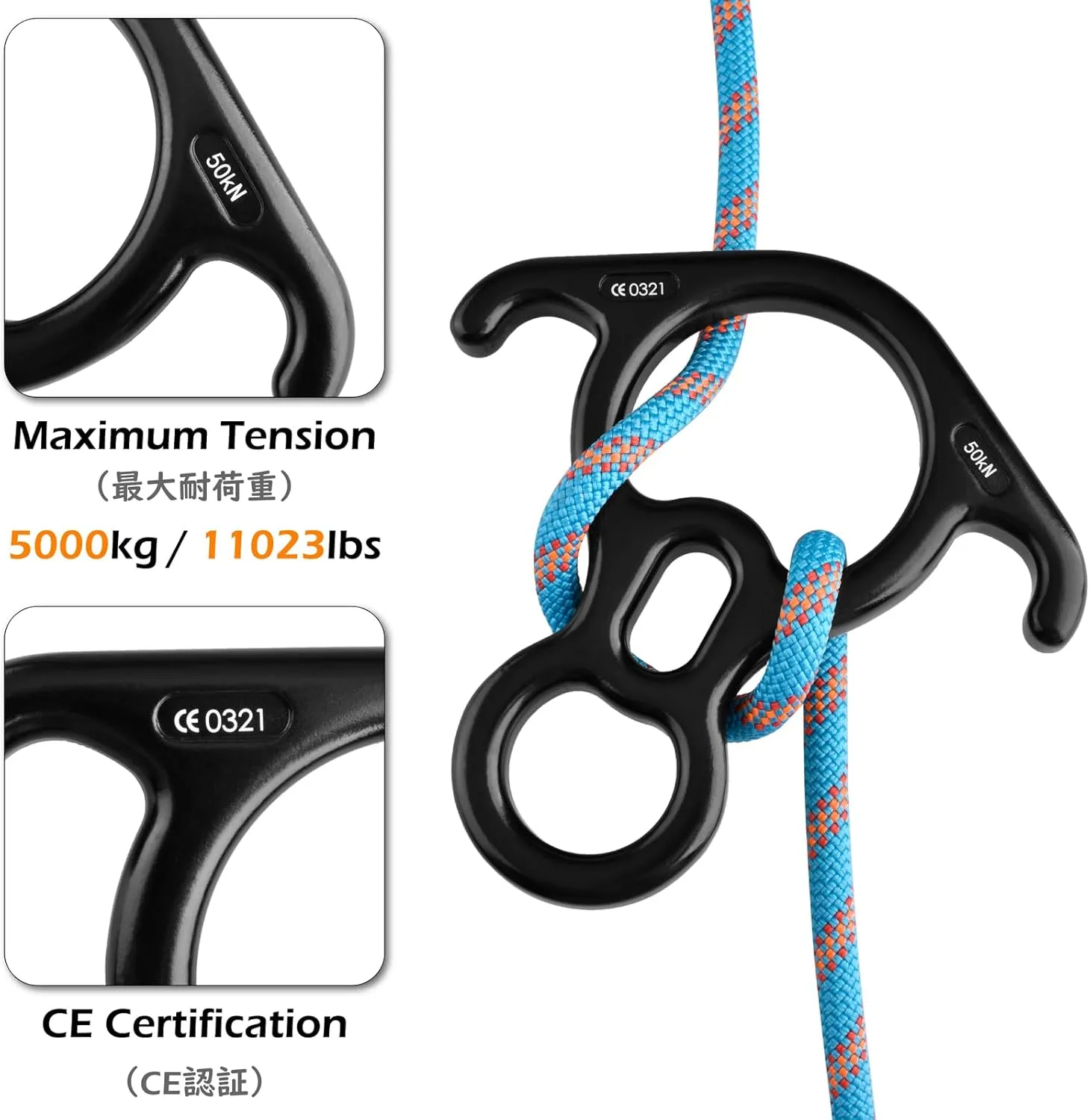 TRIWONDER Rescue Figure 8 Descender, 35kN 50kN Aluminum Rappelling Belay Gear Climbing Rigging Plate Downhill Equipment Heavy Duty