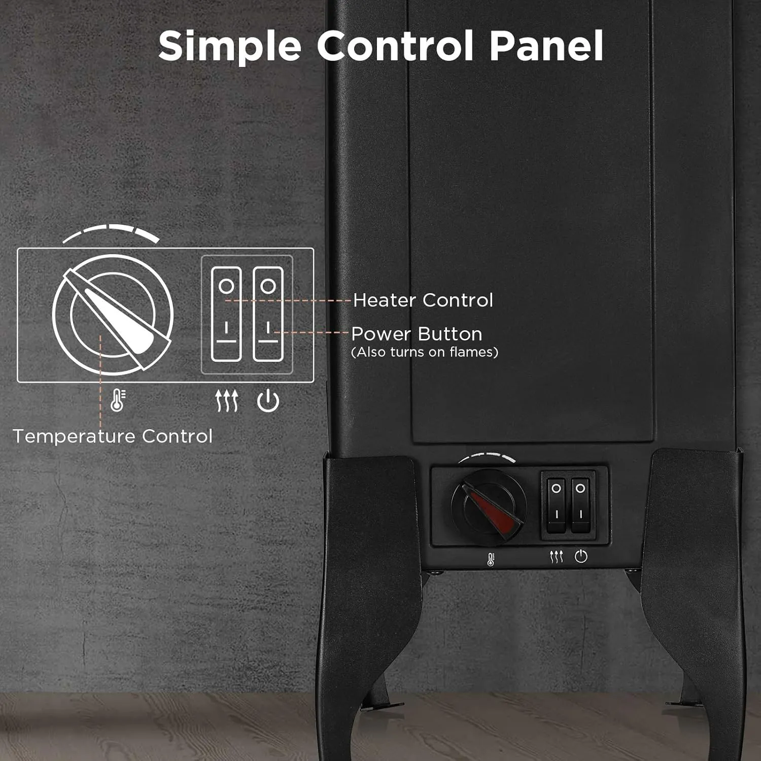 TURBRO Suburbs TS17 Compact Electric Fireplace Stove, 18” Freestanding Stove Heater with Realistic Flame - CSA Certified - Overheating Safety Protection - for Small Spaces - 1400W