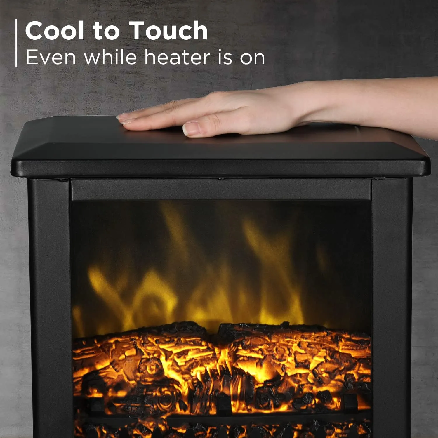 TURBRO Suburbs TS17 Compact Electric Fireplace Stove, 18” Freestanding Stove Heater with Realistic Flame - CSA Certified - Overheating Safety Protection - for Small Spaces - 1400W