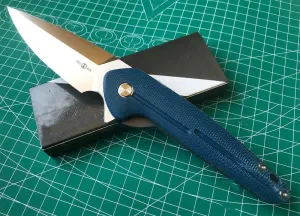 Twosun EDC Tool Folder Flipper Knife D2 Blade Micarta Handle Plain Edge Outdoor Folding Knife TS504-Blue