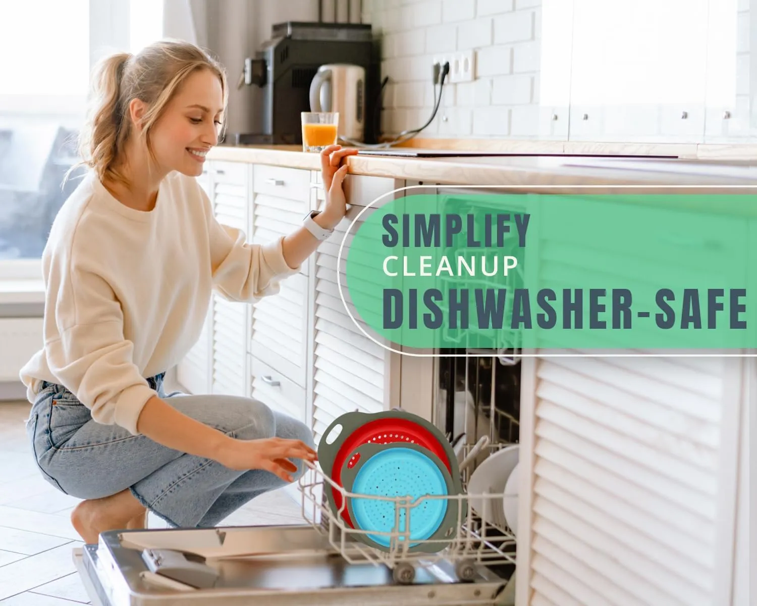 Ultimate Kitchen Strainers Set of 3 - Collapsible Silicone Colanders For Easy Storage by Comfify - Use with Pasta & Veggies or as a Fruit or Berry Bowl with Strainer - Irreplaceable for Campers & RVs