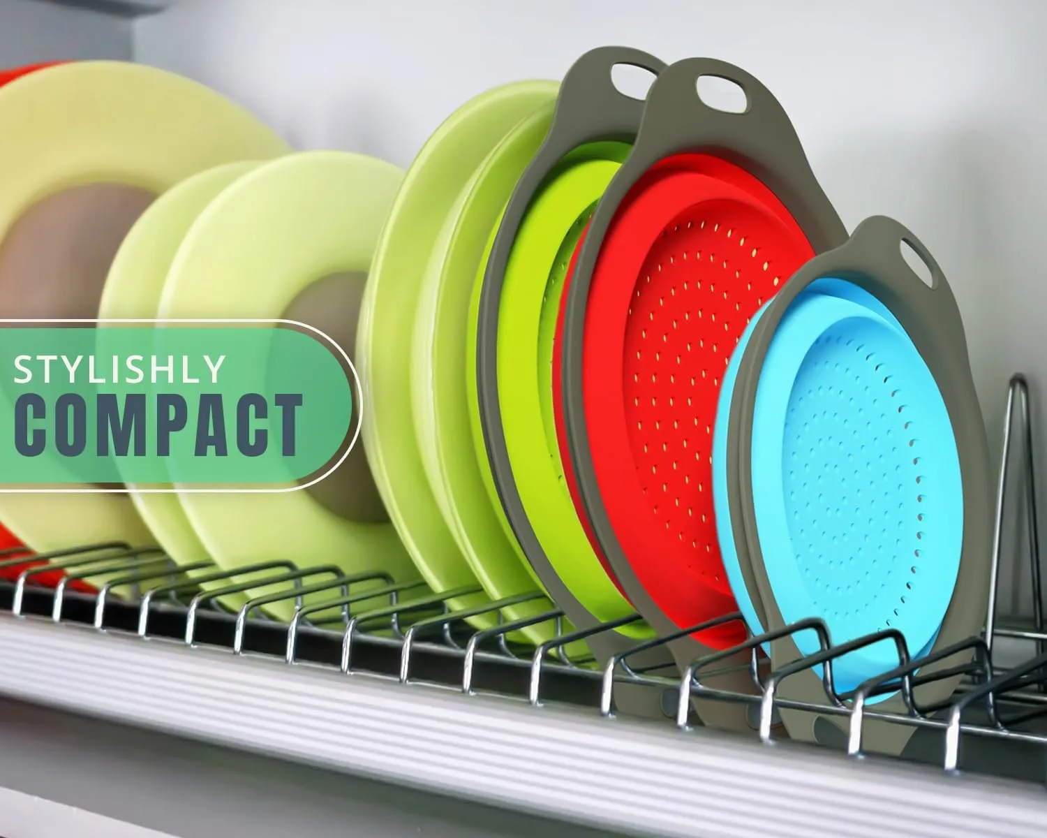 Ultimate Kitchen Strainers Set of 3 - Collapsible Silicone Colanders For Easy Storage by Comfify - Use with Pasta & Veggies or as a Fruit or Berry Bowl with Strainer - Irreplaceable for Campers & RVs