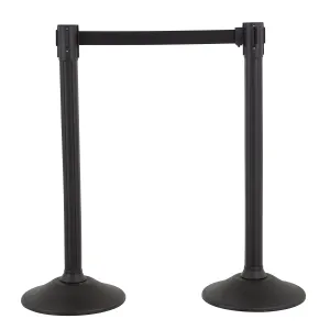 US Weight Stanchion 2-Pack with 6.5 Foot Retractable Barrier Belt - Crowd Control Barriers With Easy-Connect Assembly - No tools Required - Made in the USA