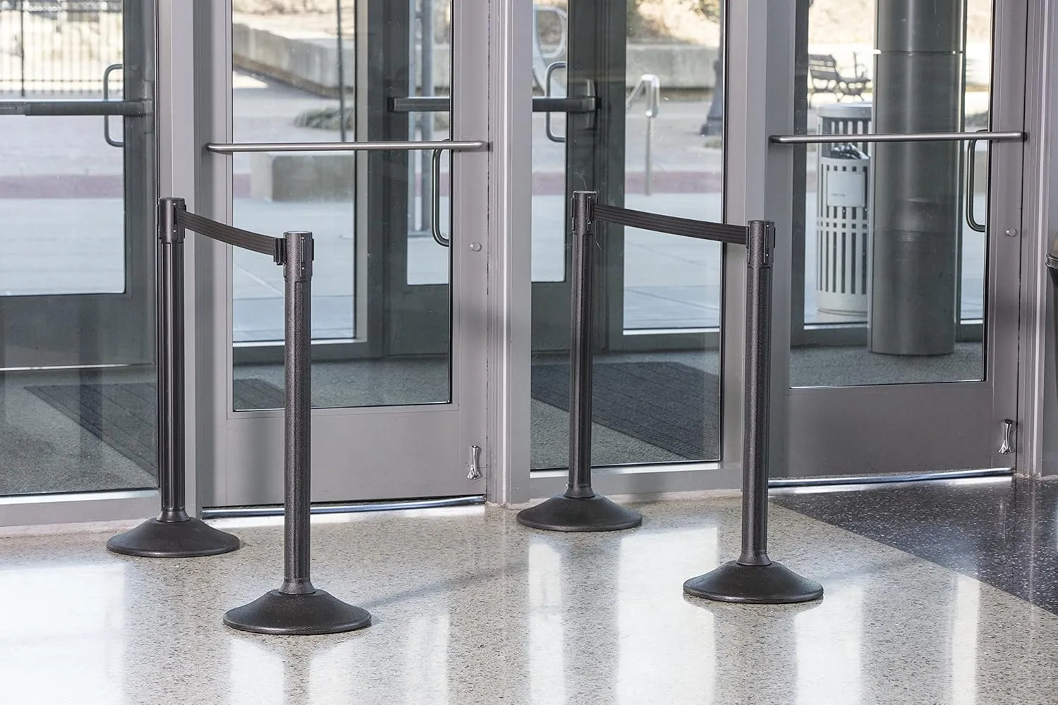 US Weight Stanchion 2-Pack with 6.5 Foot Retractable Barrier Belt - Crowd Control Barriers With Easy-Connect Assembly - No tools Required - Made in the USA