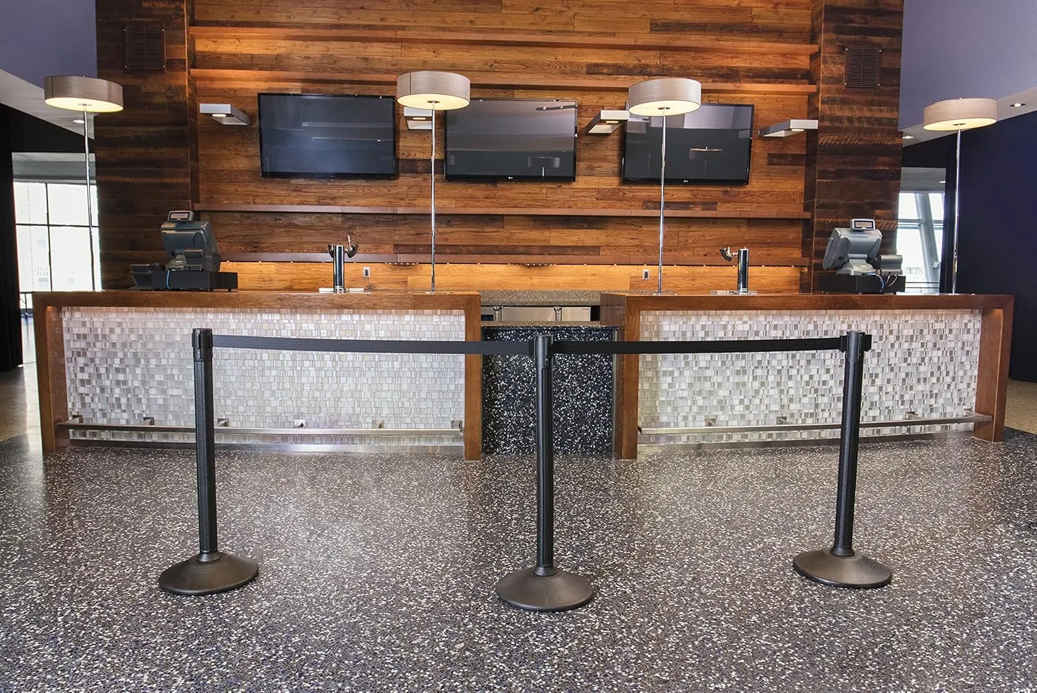 US Weight Stanchion 2-Pack with 6.5 Foot Retractable Barrier Belt - Crowd Control Barriers With Easy-Connect Assembly - No tools Required - Made in the USA