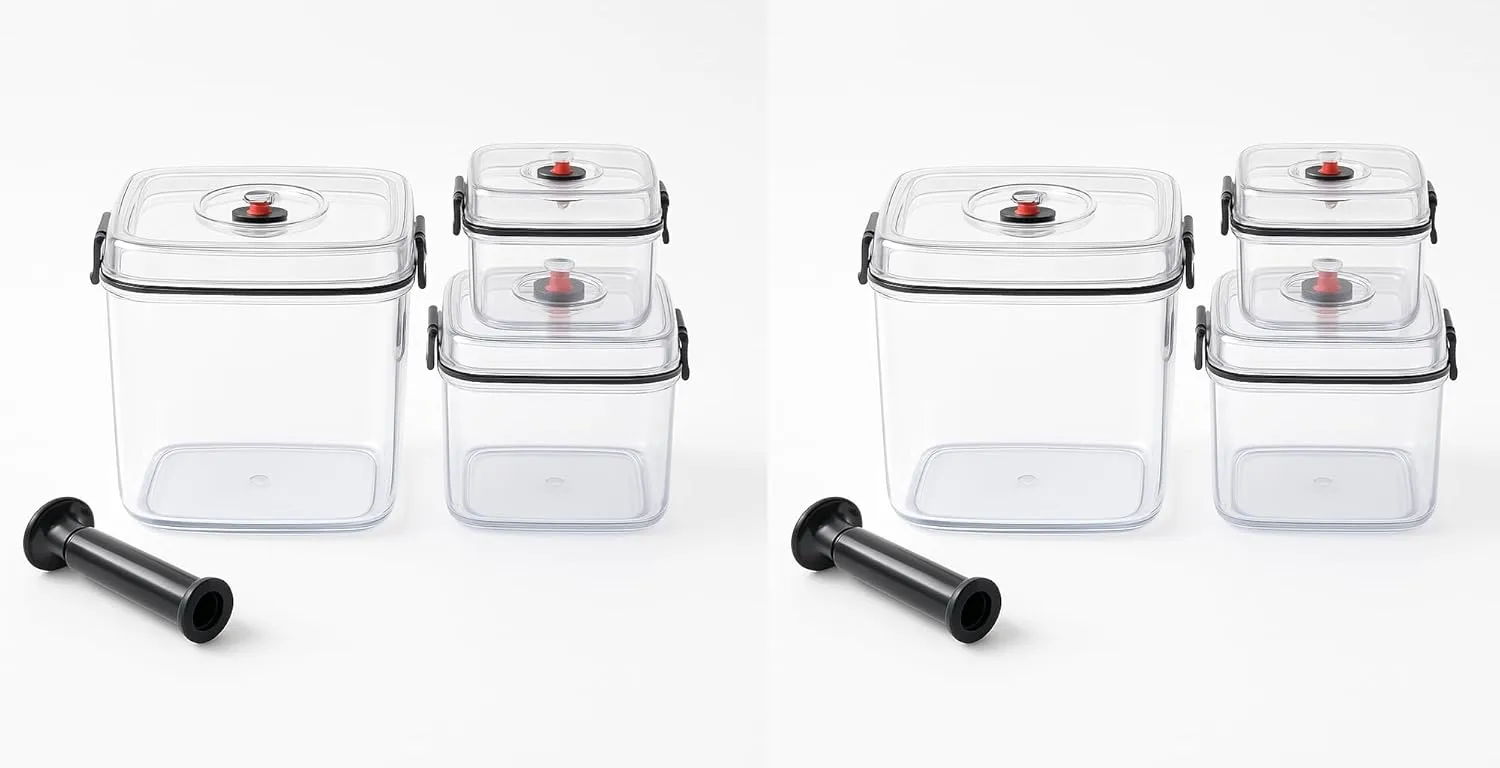 Vacuum Canister Set for Coffee, Tea, Dry Goods – 500ml 1200ml 3000ml Containers with Manual Pump&Time Chart – Food Storage,Bar Essentials, Espresso, Bulk Ground (0.5L 1.2L 3.0L Pump-Transparent-2pack)