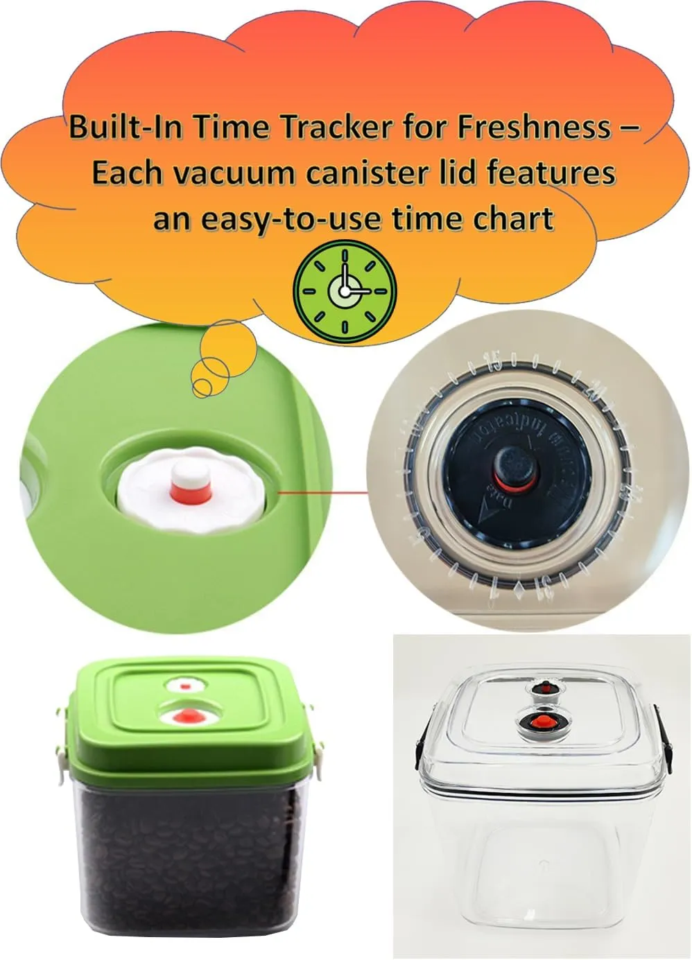Vacuum Canister Set for Coffee, Tea, Dry Goods – 500ml 1200ml 3000ml Containers with Manual Pump&Time Chart – Food Storage,Bar Essentials, Espresso, Bulk Ground (0.5L 1.2L 3.0L Pump-Transparent-2pack)