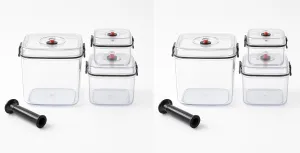 Vacuum Canister Set for Coffee, Tea, Dry Goods – 500ml 1200ml 3000ml Containers with Manual Pump&Time Chart – Food Storage,Bar Essentials, Espresso, Bulk Ground (0.5L 1.2L 3.0L Pump-Transparent-2pack)