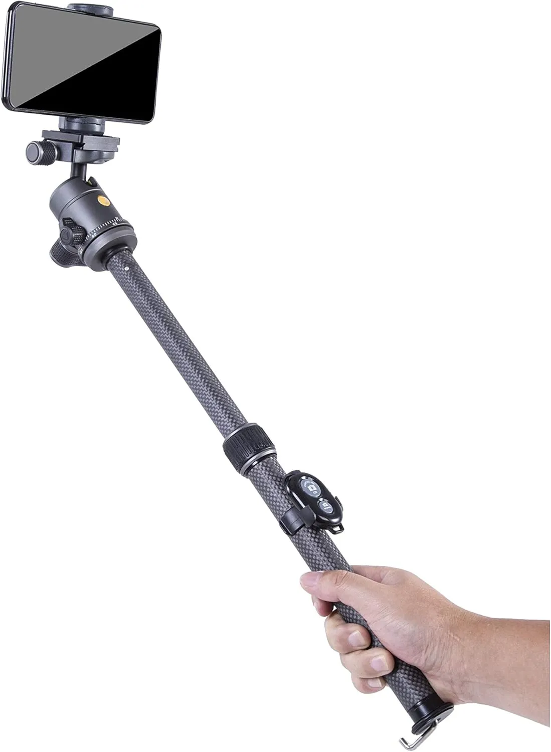 Vanguard VEO3GO235CB Compact Carbon Fiber Travel Tripod with Ball Head, Monopod Option, Smart Phone Holder and Bluetooth Remote