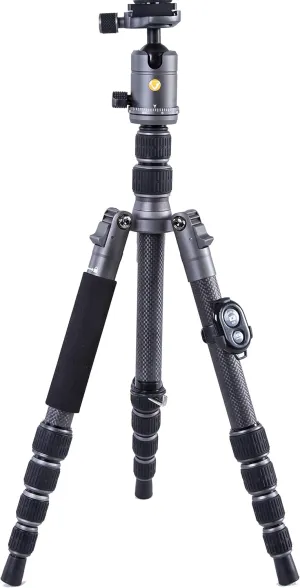 Vanguard VEO3GO235CB Compact Carbon Fiber Travel Tripod with Ball Head, Monopod Option, Smart Phone Holder and Bluetooth Remote